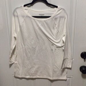 Old Navy White Scoop Neck Long Sleeve Tee